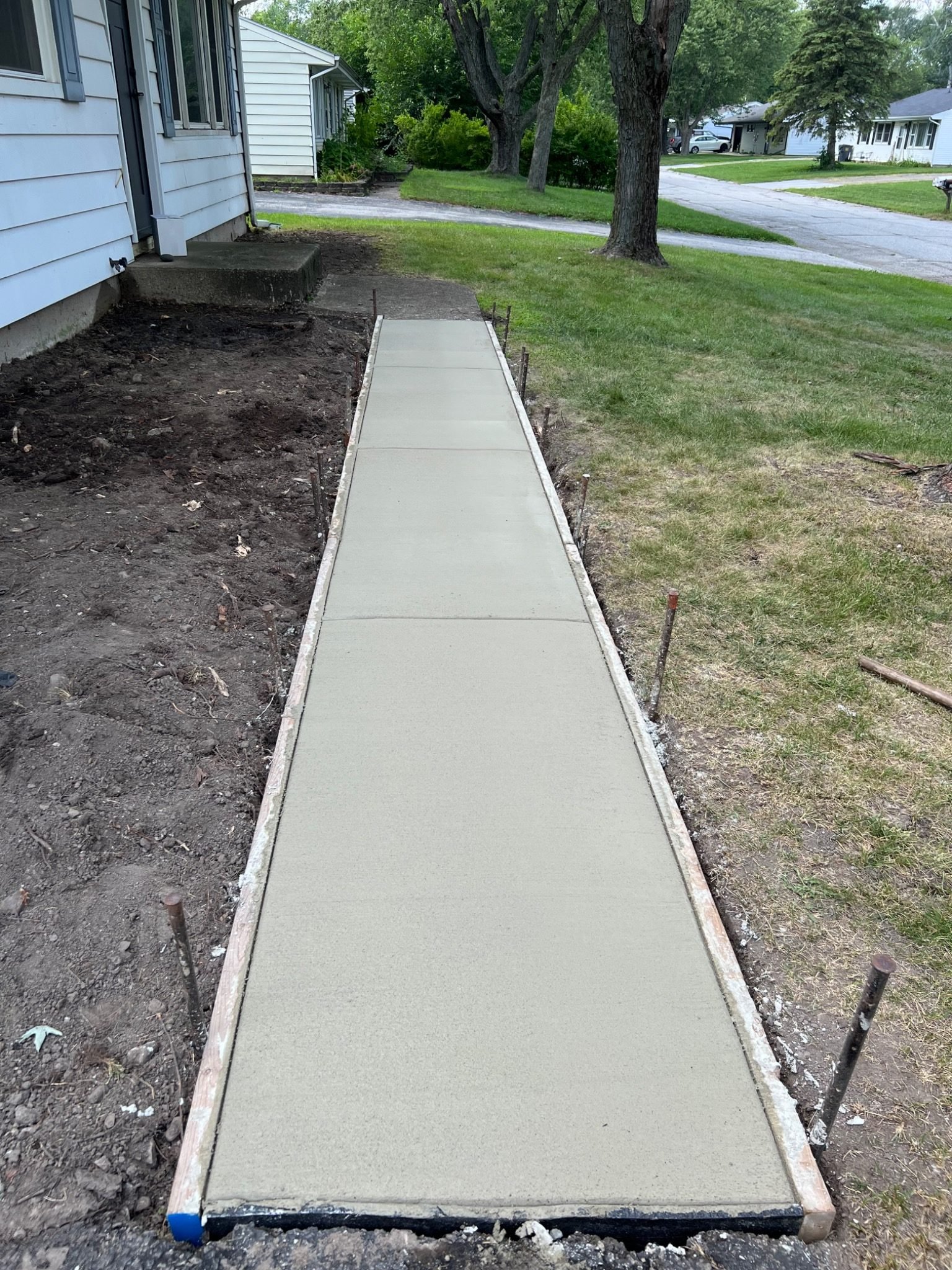 Fresh concrete walkway